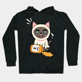 Cute siamese cat spilled a jar of honey Hoodie